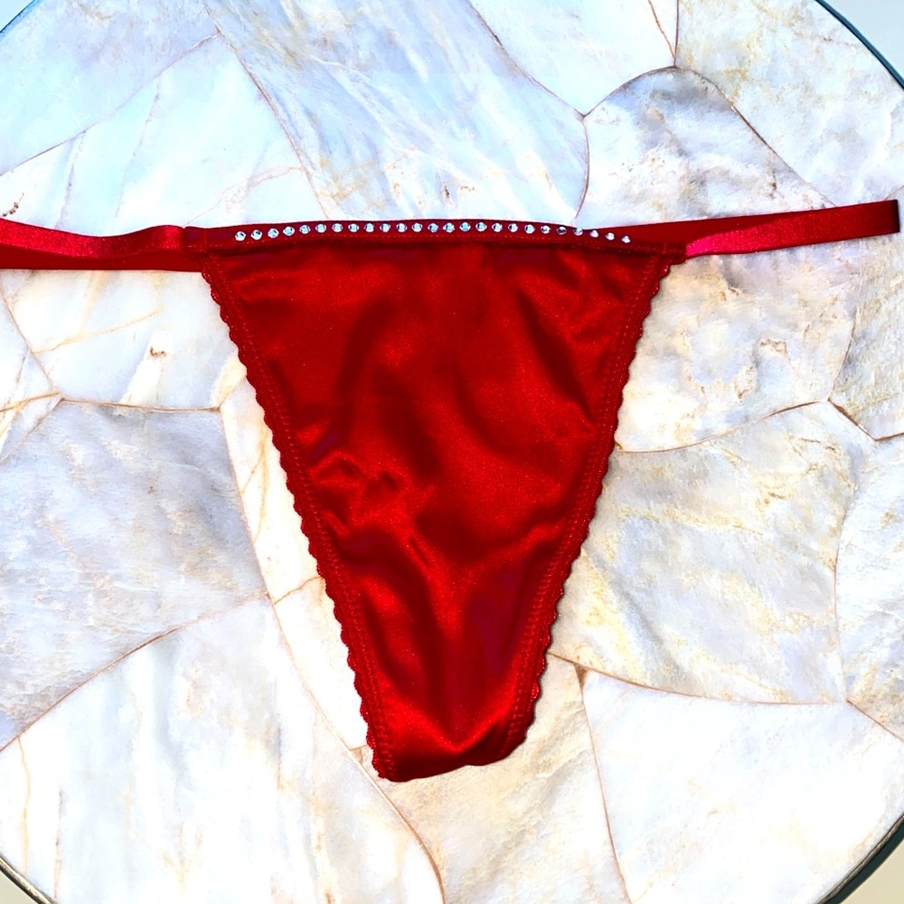New VERY SEXY Bombshell Shine Strap Thong Panty Crystal Band Underwear XS
